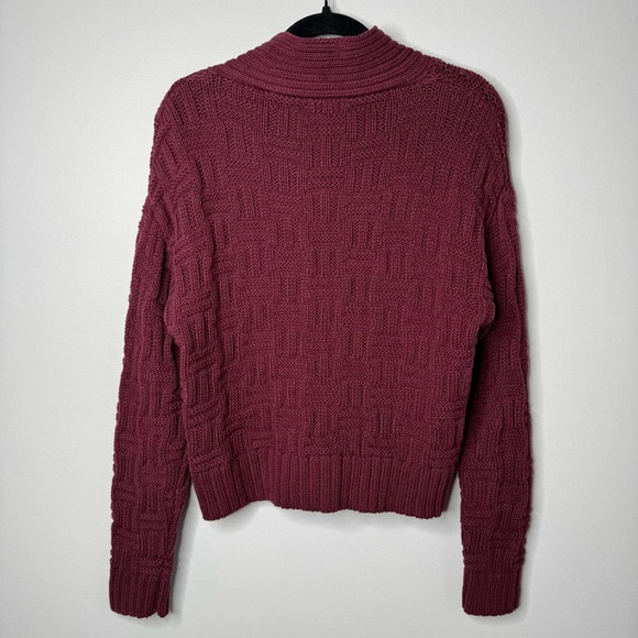 Callahan Selby Maroon V-neck Oversized Cotton Blend Knit Pullover Sweater - Picture 5 of 8